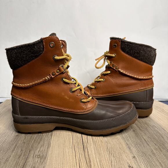 Sperry Men's Cold Bay Duck Boots Tan Leather Waterproof Insulated Vibram Sole 8 - Picture 11 of 11
